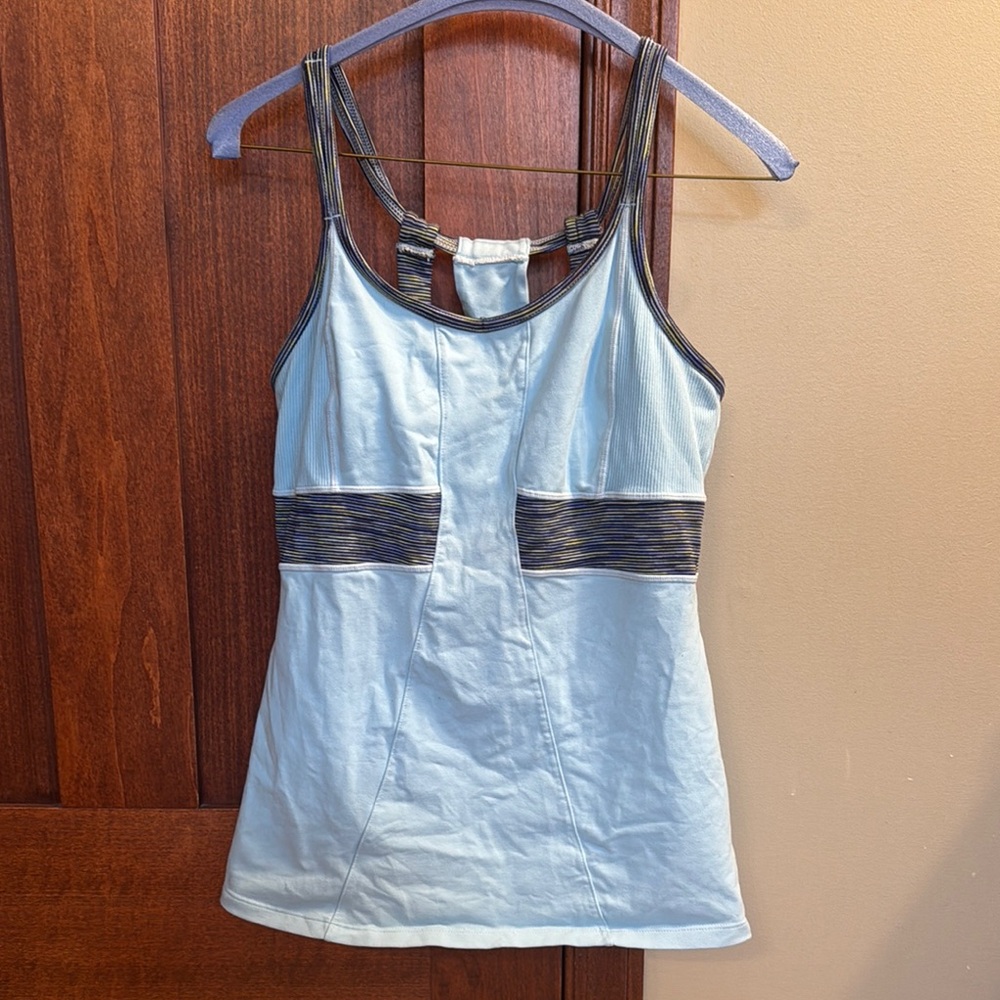 Athleta Women's Light Blue and Black Tank Top